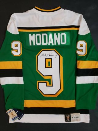 Mike Modano Autographed Minnesota North Stars Fanatics Jersey (tse)