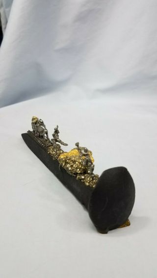 VTG Pewter Pyrite Fool ' s Gold Miniature Figurine - Miners Prospectors Mining 2