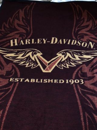 Vintage Harley Davidson Large Throw Blanket Biederlack Of America Made in USA 2