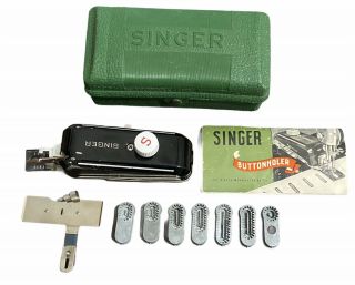 Vintage Singer Buttonholer Case 7 Templates Instructions Attachment Screw 160506