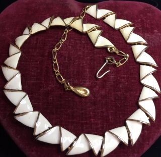 Vintage Jewellery Wonderful Signed Enamel Ribbon Effect Links Necklace