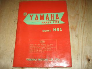 Yamaha Hs1 Vintage Oem Factory Parts Book U.  S And Canada