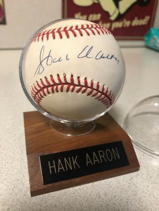 Hank Aaron Autograph By Scoreboard On Official National League Rawlings Baseball