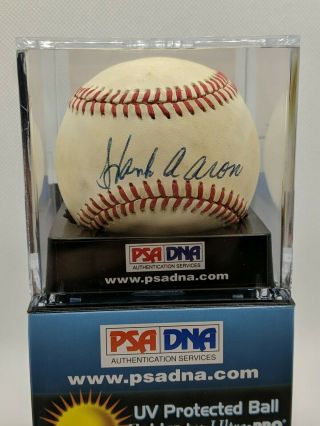 Hank Aaron Autographed Baseball Psa Dna Authentication Certificate Auto