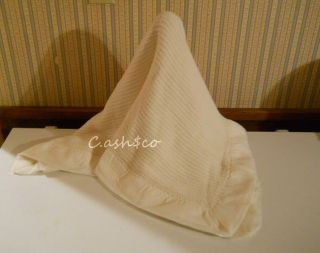 Vintage Acrylic Thermal Open Weave White Baby Blanket Nylon Trim 34 X 44