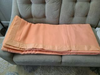 Vintage Peach Orange Satin Edge Acrylic Blanket Queen Usa King 100 X 90