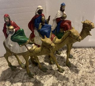 Vintage Christmas We Three Kings Figurines On Camels Holiday Home Decor