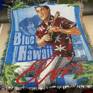 Vintage Elvis Throw Blanket Elvis Presley Blue Hawaii Knit Northwest Usa