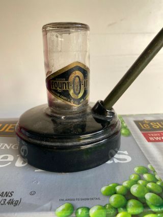 Vtg Gregory Fount - O - Ink Art Deco Inkwell Glass Bottle Porcelain Fountain 2oz Pen