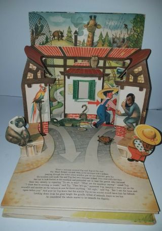 TIP TOP AT THE ZOO (IM ZOO) (GERMAN) 1961 VINTAGE RARE POPUP BOOK 3 loose peices 2