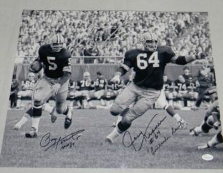 Paul Hornung & Jerry Kramer Signed Green Bay Packers Lombardi Sweep 16x20 Photo