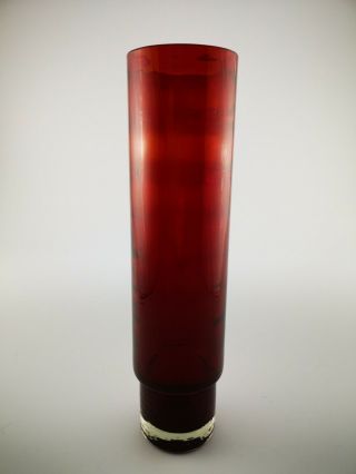 Alsterfors Swedish Red Glass Cylinder Vase Vintage Retro 1960s