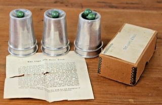 Vintage 1950s Magicians Aluminium Cup And Balls Magic Trick Boxed Rare