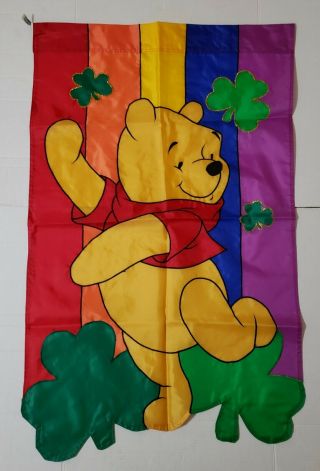 Vintage 1997 Disney Winnie The Pooh Garden House Flag St Patrick 