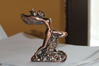 Vintage Novelty Copper Colored Naked Lady With Wings Table Lighter