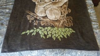 Vintage Acryl Velours Koala Bears Blanket Brown Green Beige 74X62 USA Made 2