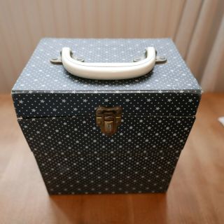 Vintage Carry Case For 7 " Vinyl - Black With White Stars And Dots