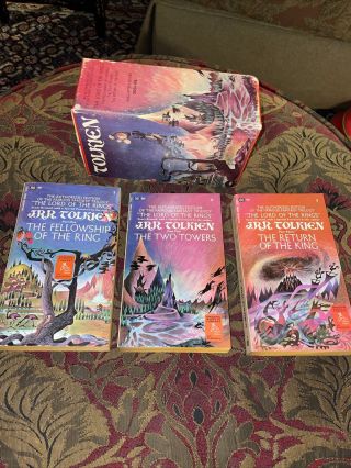 1969 Lord Of The Rings Trilogy In Red / Blue Ballantine Slipcase