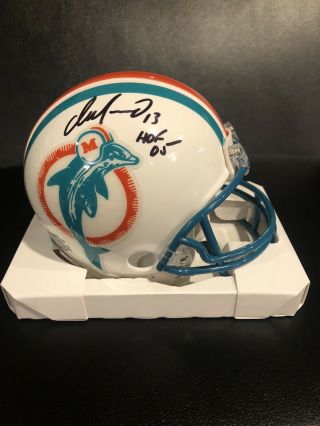 Dan Marino Signed Riddell Mini Helmet Miami Dolphins Hof Inscrip W/marino