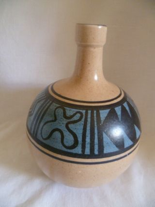 Vintage Mid Century Modern Abstract Lapid Pottery Bottle Vase Alisa Israel 23cm