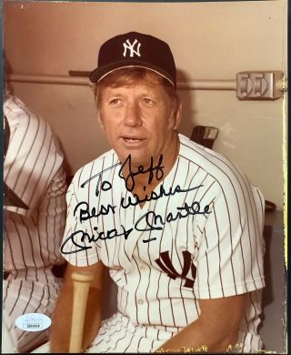 Mickey Mantle Signed Photo 8x10 Baseball Autograph To Jeff Inscription Hof Jsa