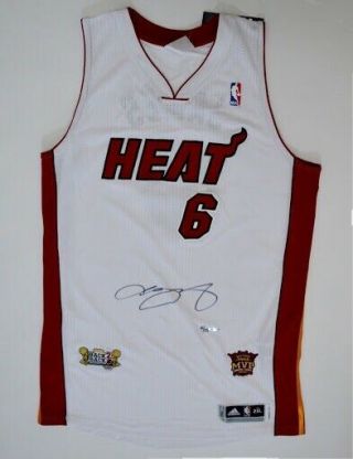 Lebron James Autographed Miami Heat Jersey Framed - Jsa Authenticated