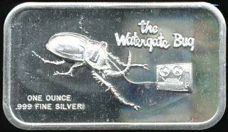 Vintage " The Watergate Bug " 1 Oz.  999 Fine Proof - Like Silver Bar Nixon Era