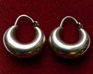 Fine Quality Heavy Vintage Sterling Silver Gypsy Earrings