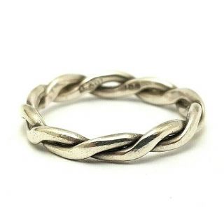 Vintage Hallmarked London 1974 Sterling Silver Woven Band Ring Size Uk J,  Us 5
