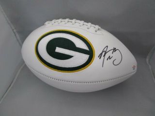 Aaron Rodgers Of The Green Bay Packers Signed Autographed Logo Football