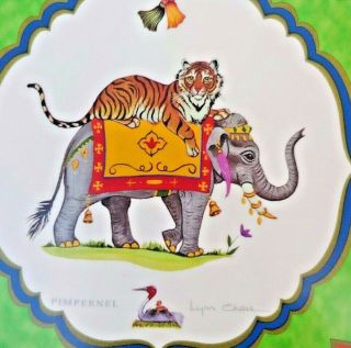 Vtg.  Lynn Chase Tiger Raj For Pimpernel Set Of 6 Coasters Tiger And Elephant