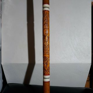 Vintage Pool Cue Intricate Wood Carving With Inlay With Felt Line Case