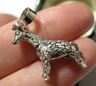 Vintage Style Sterling Silver Giraffe Articulated Moving Necklace Pendant