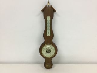 Vintage Huger Barometer Weather Clock West Germany Art Deco Thermometer 404