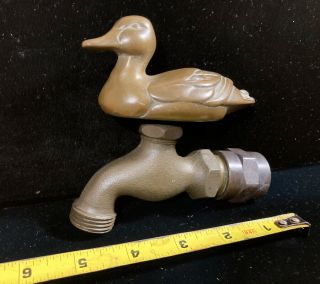 Vintage Flora & Fauna Faucets Brass Duck Bird Outdoor Hose Spigot - Duck Hunter