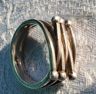 Sterling Silver Multiple Wire Ball Modernist Style Ring.  Size M 1/2.  Vintage