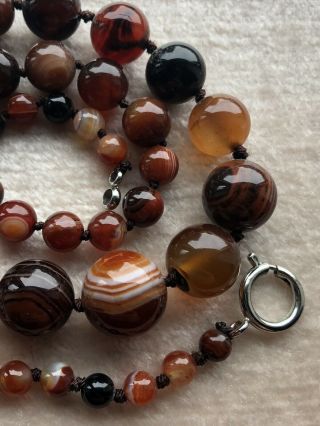 Vintage Carnelian Banded Scottish Agate Beaded Necklace Gift Wrapped 2