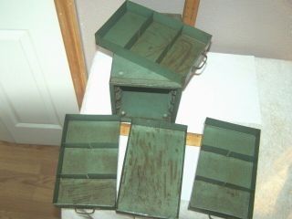 Vintage Small Stackable Green Metal Parts Four Drawer Chest / Parts Box 2