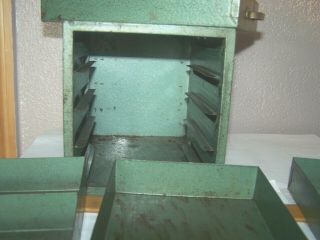 Vintage Small Stackable Green Metal Parts Four Drawer Chest / Parts Box 3