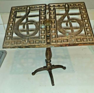 Vintage Brass Finish Cast Metal Table Top Sheet Music Stand