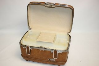 Vintage American Tourister Escort Hard Shell Brown Train Case Cosmetic Luggage