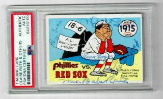 Mrs Babe Ruth Signed Plus 4 1968 Fleer Ws Laughlin Phillies Vs Red Sox 1915 Psa