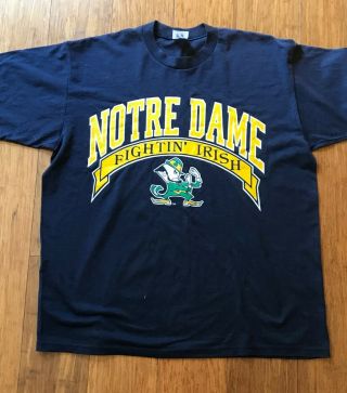 Vintage Ncaa Notre Dame Gridiron Fighting Irish T Shirt Size Xl Blue