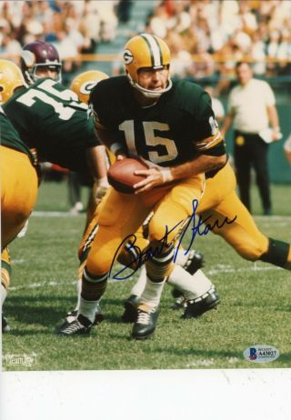 Bart Starr Green Bay Packers Signed Autographed Glossy 8x10 Photo Bas Loa