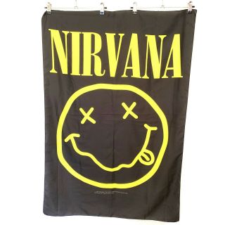 Vintage Nirvana Flag 1995 Heart Rock Italy Made In Italy Music 110cm X 76cm