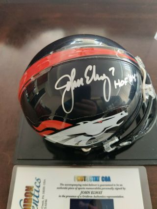 John Elway Autographed Mini Football Helmet Signed Denver Broncos