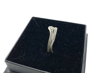 Lovely Vintage Art Deco Sterling Silver Marquisite Snake Ring Size R 3