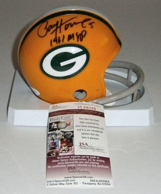 Packers Paul Hornung Signed Mini Helmet W/ 1961 Mvp Jsa Auto Autographed Rare