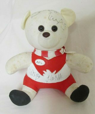 Vintage Signed Afl Football Teddy Bear Mascot Sydney Swans