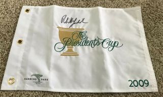 Phil Mickelson Signed 2009 Presidents Cup Flag With Proof